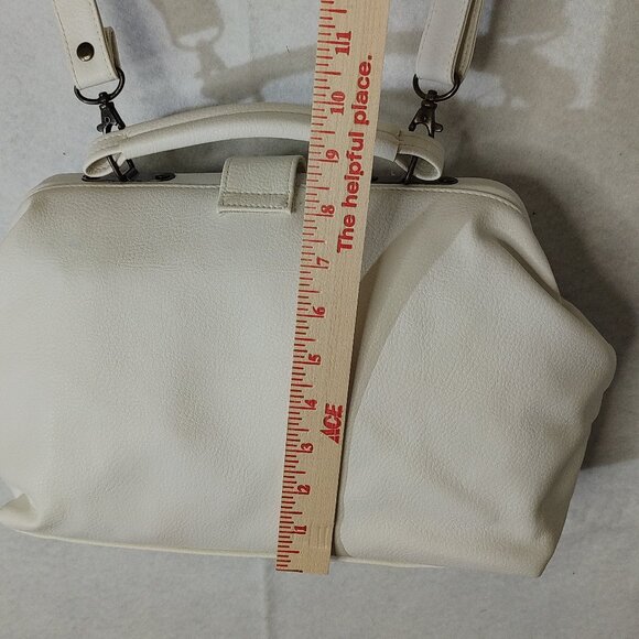 Maison Blanche White Pebbled Leather Purse NWT Handle & Shoulder Strap Vtg OOB - Picture 13 of 15